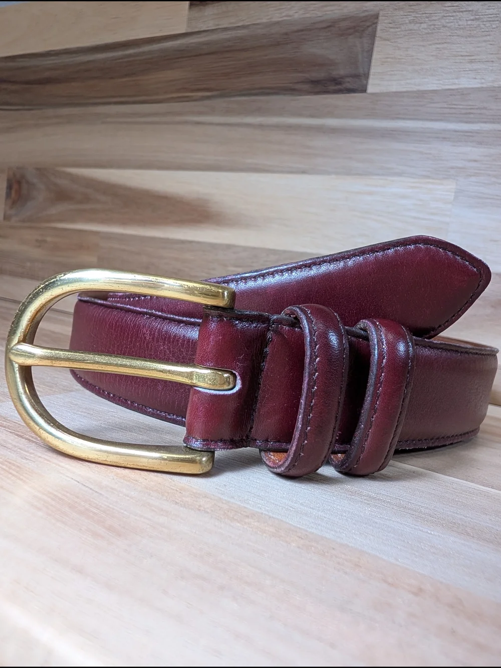 Vintage Coach 3058 Burgundy Leather Belt Solid Brass Buckle USA Size 38
